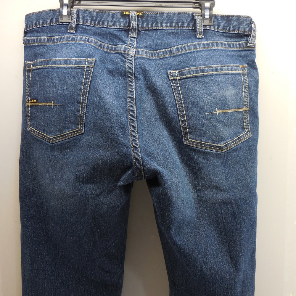 Ariat M4 Rebar Relaxed Boot Cut Jeans Mens 42x32 DuraStretch Blue Denim Workwear - Picture 6 of 13